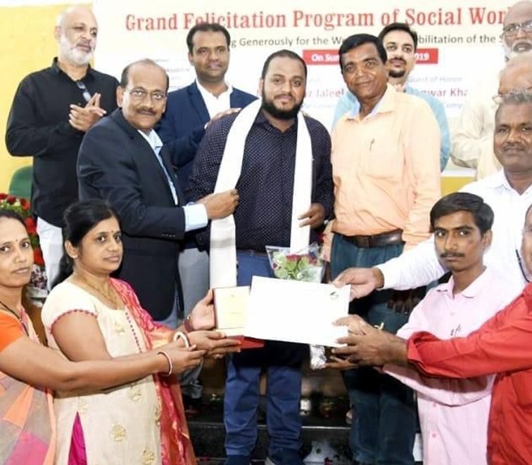 Felicitated by Veteran Leader S.A. Khan